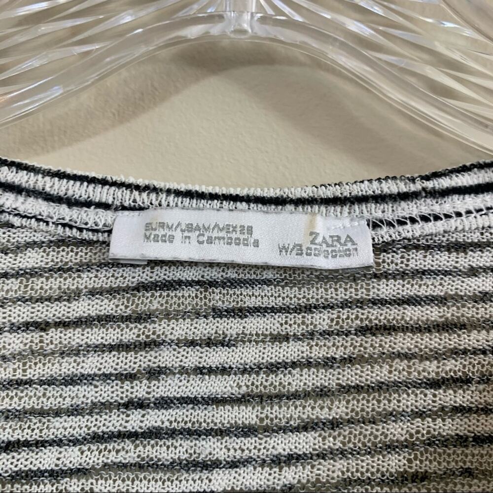 Zara W/B Collection White Striped Ruffle Top - Picture 2 of 6